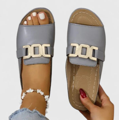 Calista | Black Leather Sophisticated Sandals