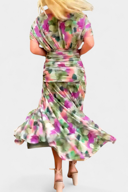 Calantha | Elegant Floral Silk Dress
