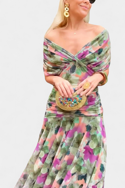 Calantha | Elegant Floral Silk Dress