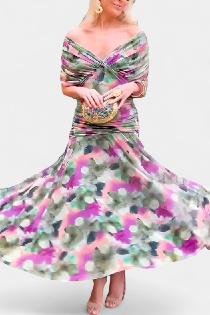 Calantha | Elegant Floral Silk Dress