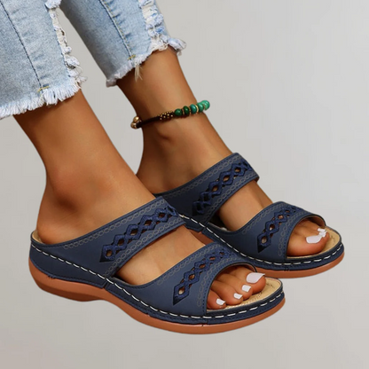 Aurelia | Red Leather Orthopedic Sandals