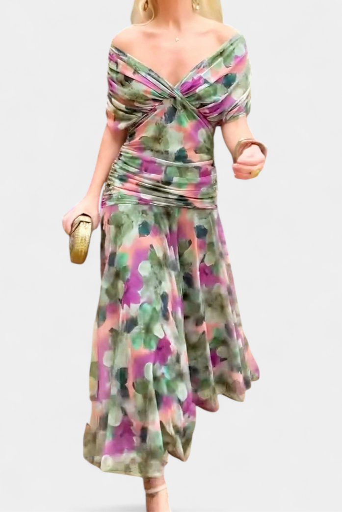 Calantha | Elegant Floral Silk Dress