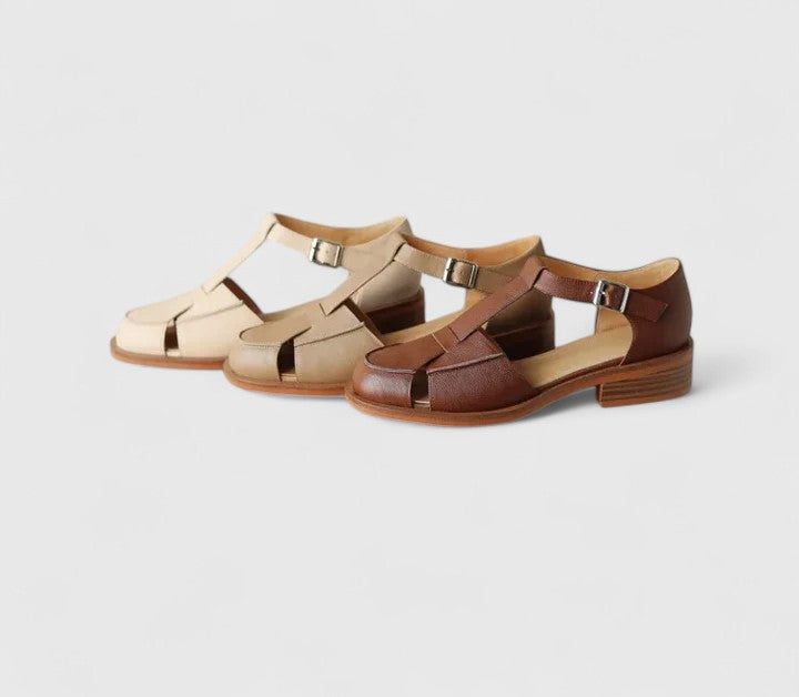 Calista | Beige Elegant Mary Jane Sandals