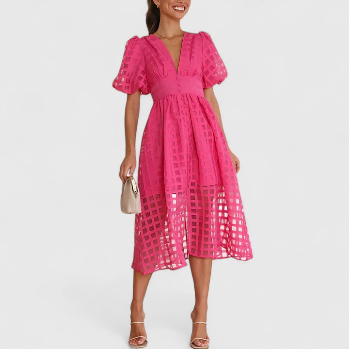 Calantha | Black Elegant Midi Dress