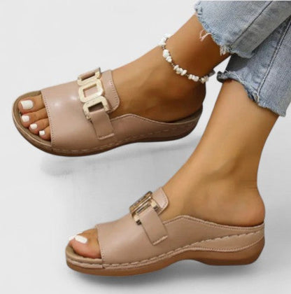 Calista | Black Leather Sophisticated Sandals