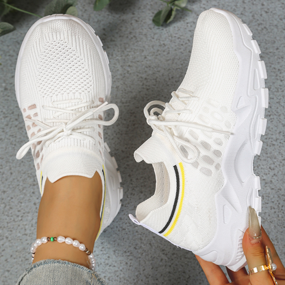Calista | Beige Knit Orthopedic Sneakers