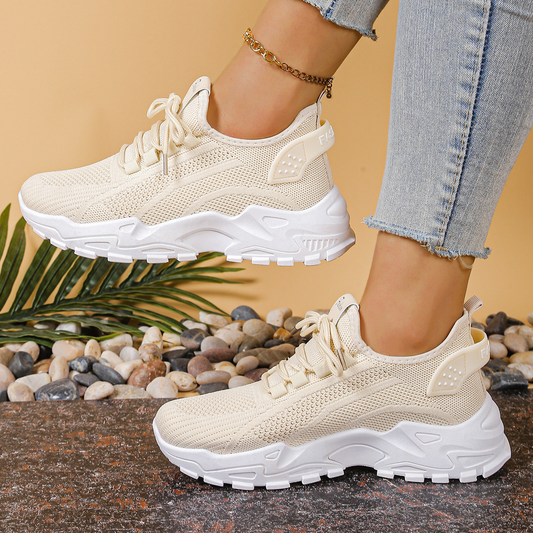 Calista | Beige Knit Orthopedic Sneakers