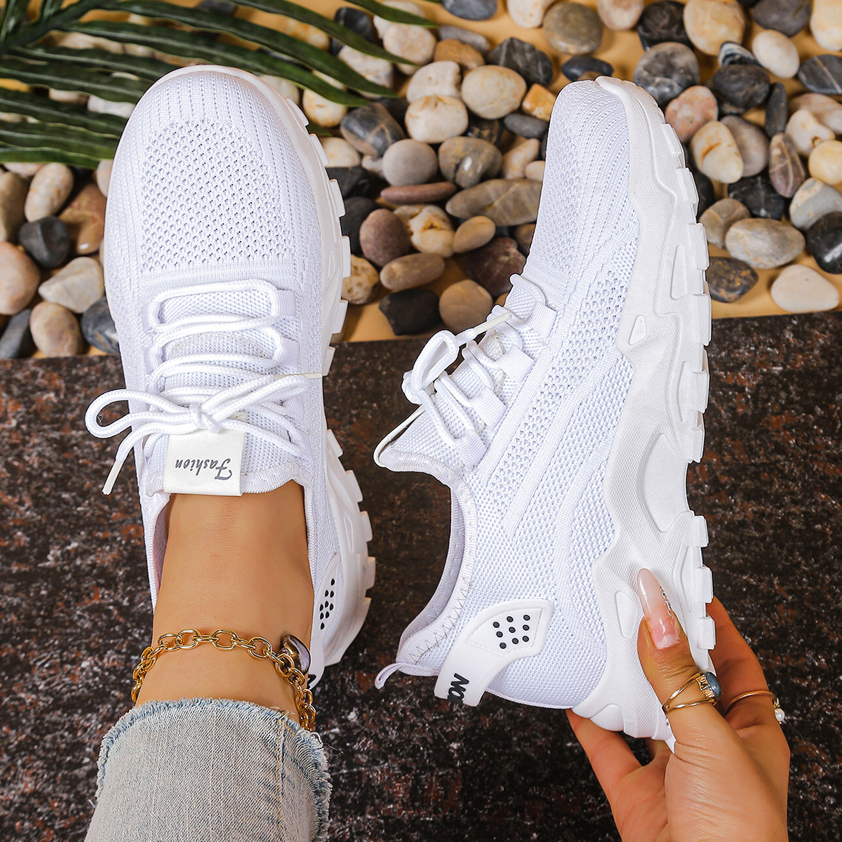 Calista | Beige Knit Orthopedic Sneakers