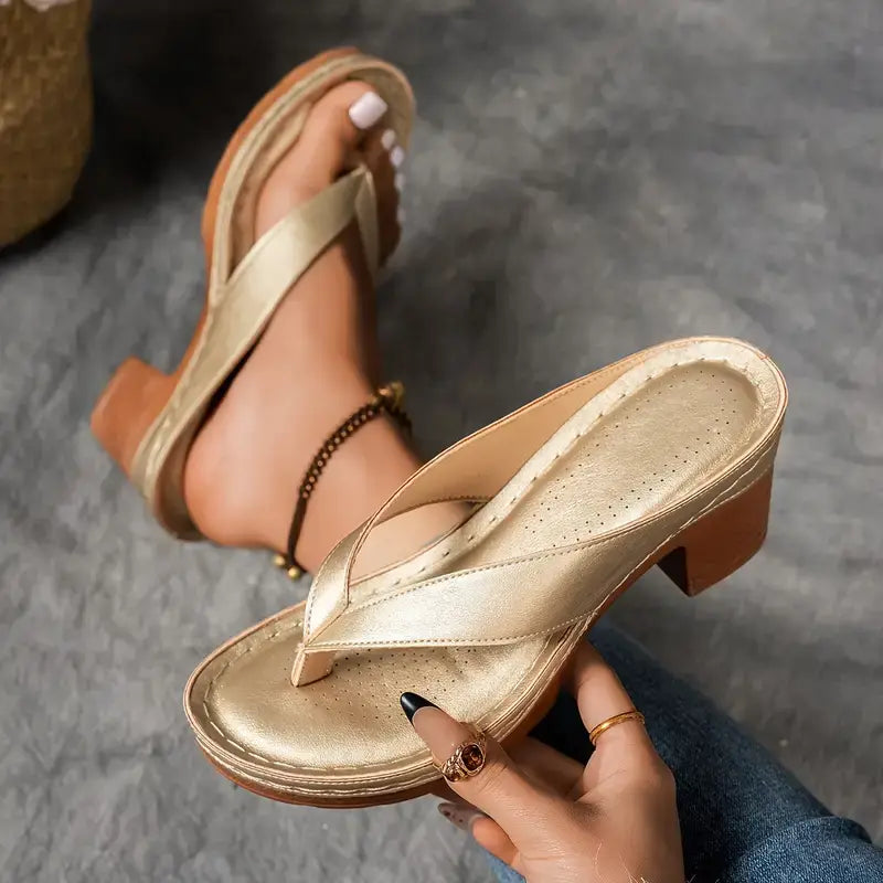 Calista | Luxury Gold Strap Wedge Sandals