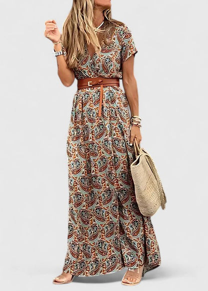 Calanthe | Elegant Blue Floral Maxi Dress