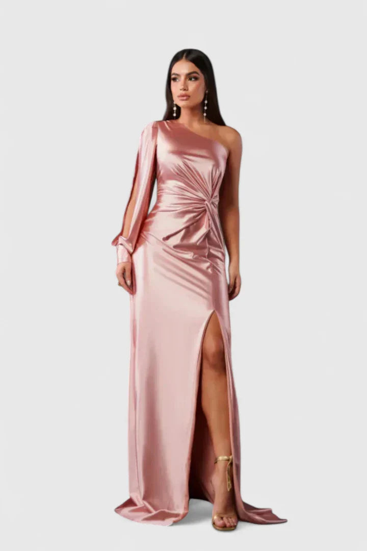 Calanthe | Elegant Maxi Dress in Black with One Shoulder