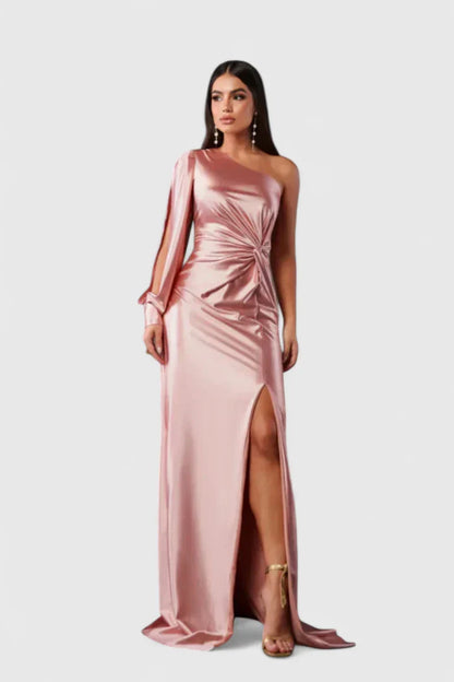 Calanthea | Elegant Black Maxi Dress with One Shoulder