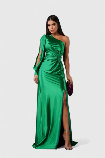 Calanthea | Elegant Black Maxi Dress with One Shoulder