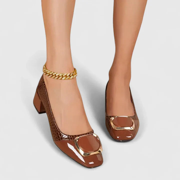 Calanthe | Black Croc-effect Comfortable Loafers