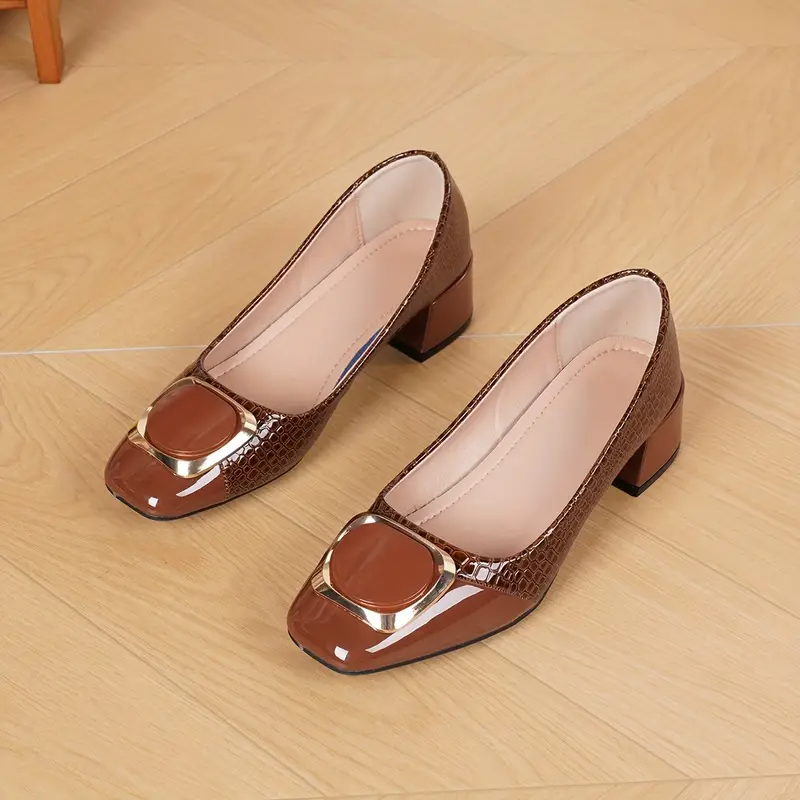 Calantha | Brown Croco Elegant Loafers