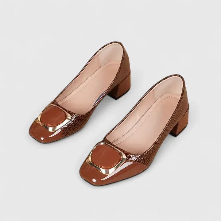 Calanthe | Black Croc-effect Comfortable Loafers