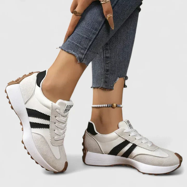 Kalindi | Black Orthopedic Sneakers with White Accents