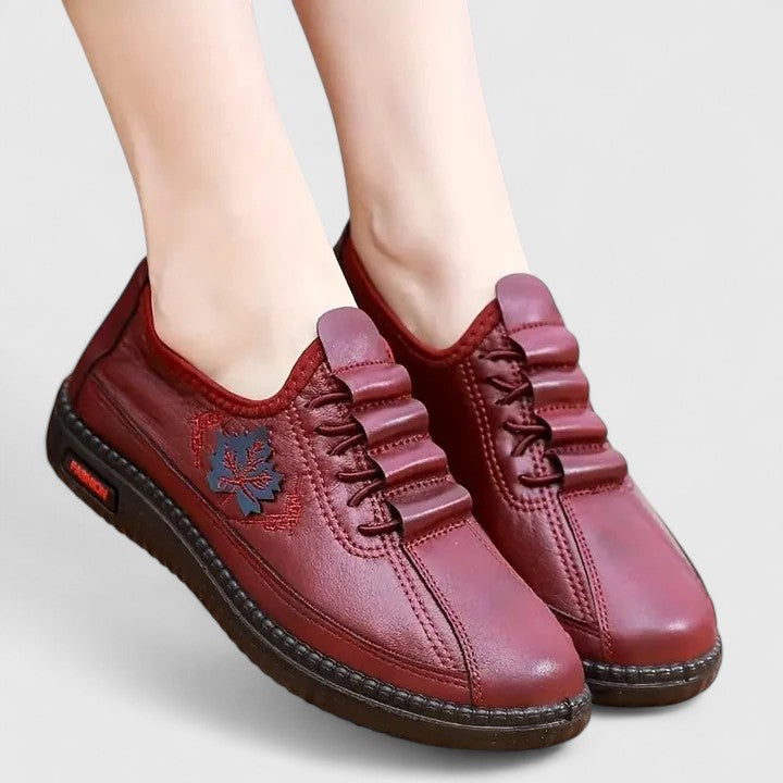 Calantha | Burgundy Leather Orthopedic Loafers