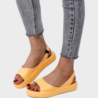 Calanthe | Yellow Wedge Orthopedic Sandals