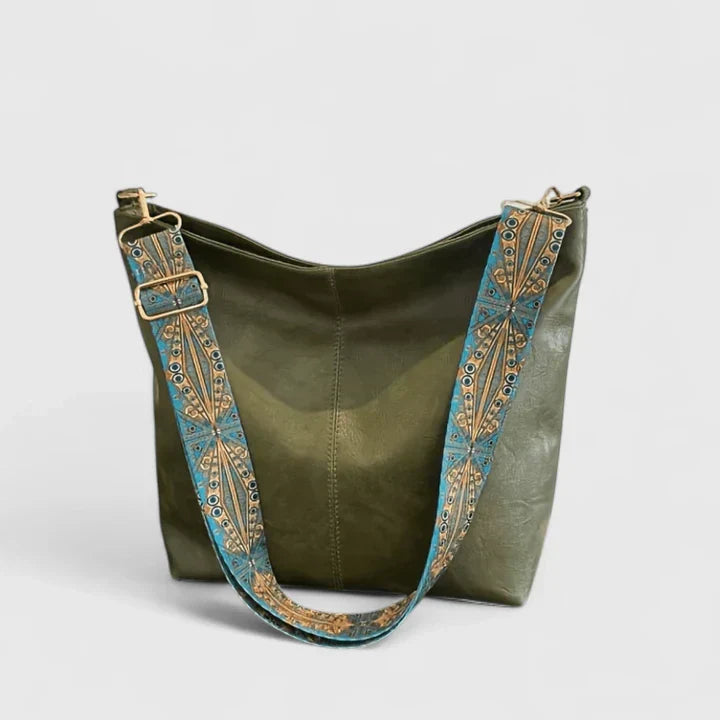 Adeline | Women’s Shoulder Bag With Unique Beige & Blue Style
