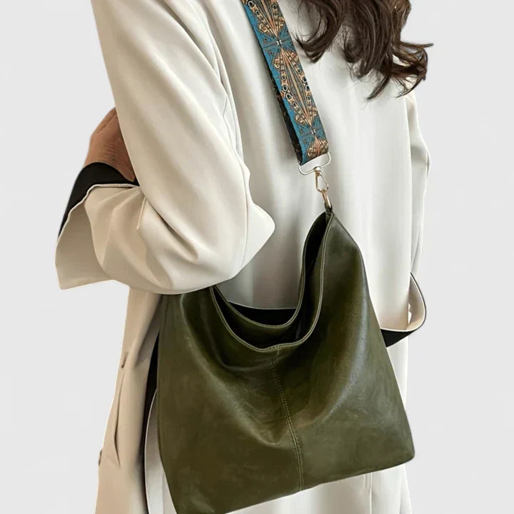 Adeline | Women’s Shoulder Bag With Unique Beige & Blue Style