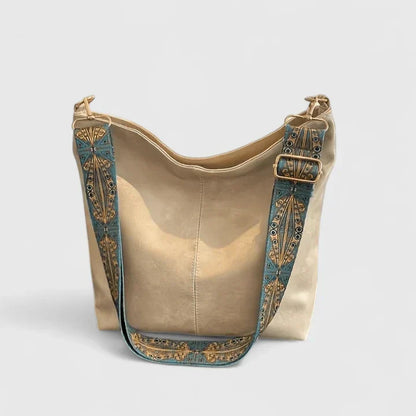 Adeline | Women’s Shoulder Bag With Unique Beige & Blue Style