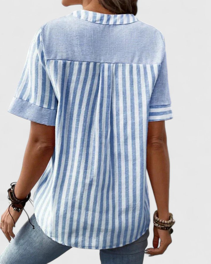 Alethea | Mint Stripe Sophisticated Blouse