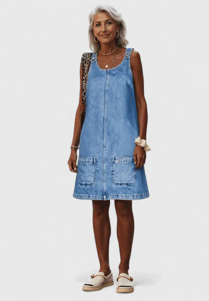 Calantha | Light Denim Elegant Midi Dress