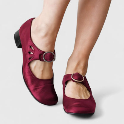 Calanthe | Elegant Black Leather Shoes with Buckle
