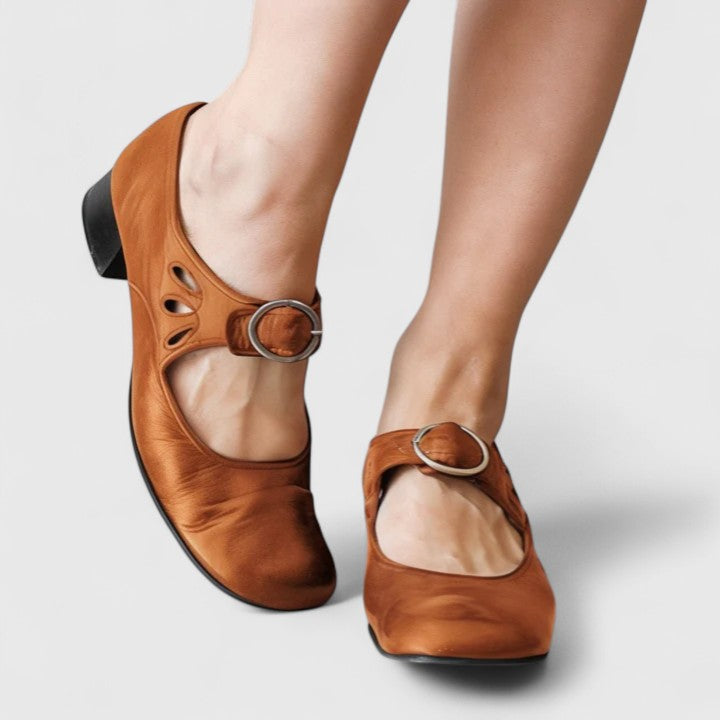 Calanthe | Elegant Black Leather Shoes with Buckle