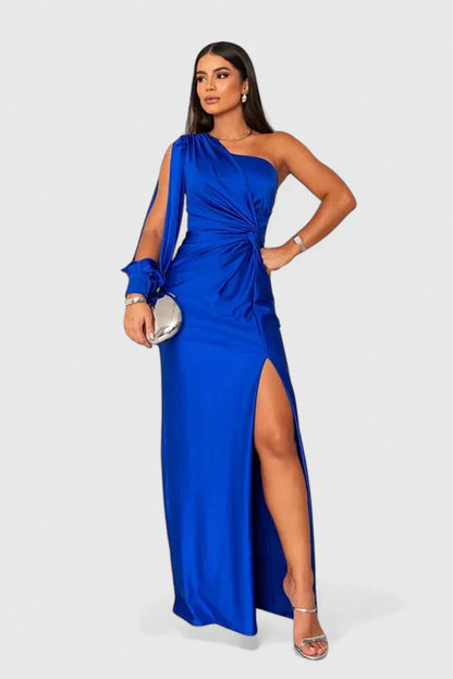 Calanthe | Elegant Maxi Dress in Black with One Shoulder