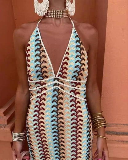 Astrid | Women’s Boho Chic Multicolor Wedding Guest Beach Maxi Dress