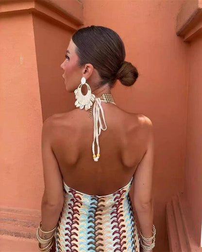 Astrid | Women’s Boho Chic Multicolor Wedding Guest Beach Maxi Dress