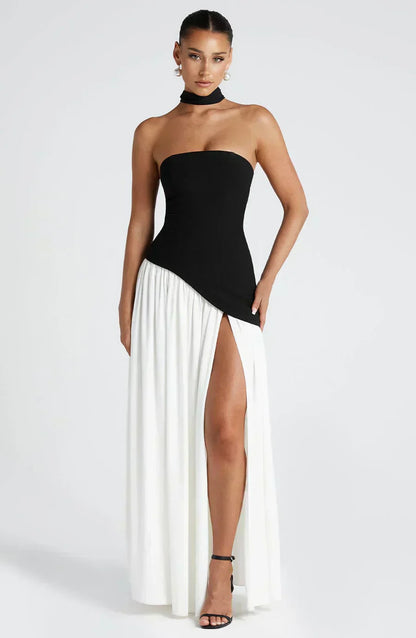 Aurora | Women Wedding Guest Asymmetric Maxi Dress in Soft Yellow