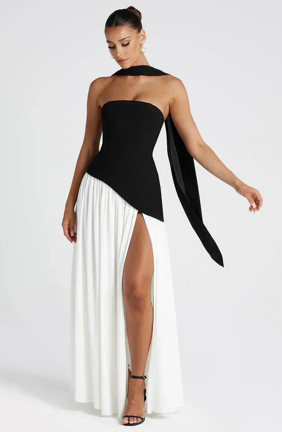 Aurora | Women Wedding Guest Asymmetric Maxi Dress in Soft Yellow
