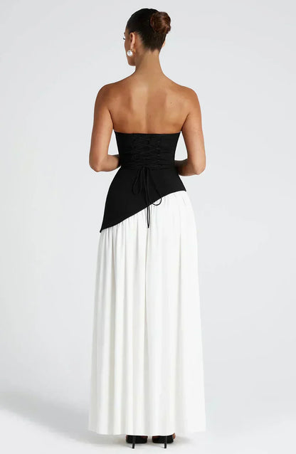 Aurora | Women Wedding Guest Asymmetric Maxi Dress in Soft Yellow