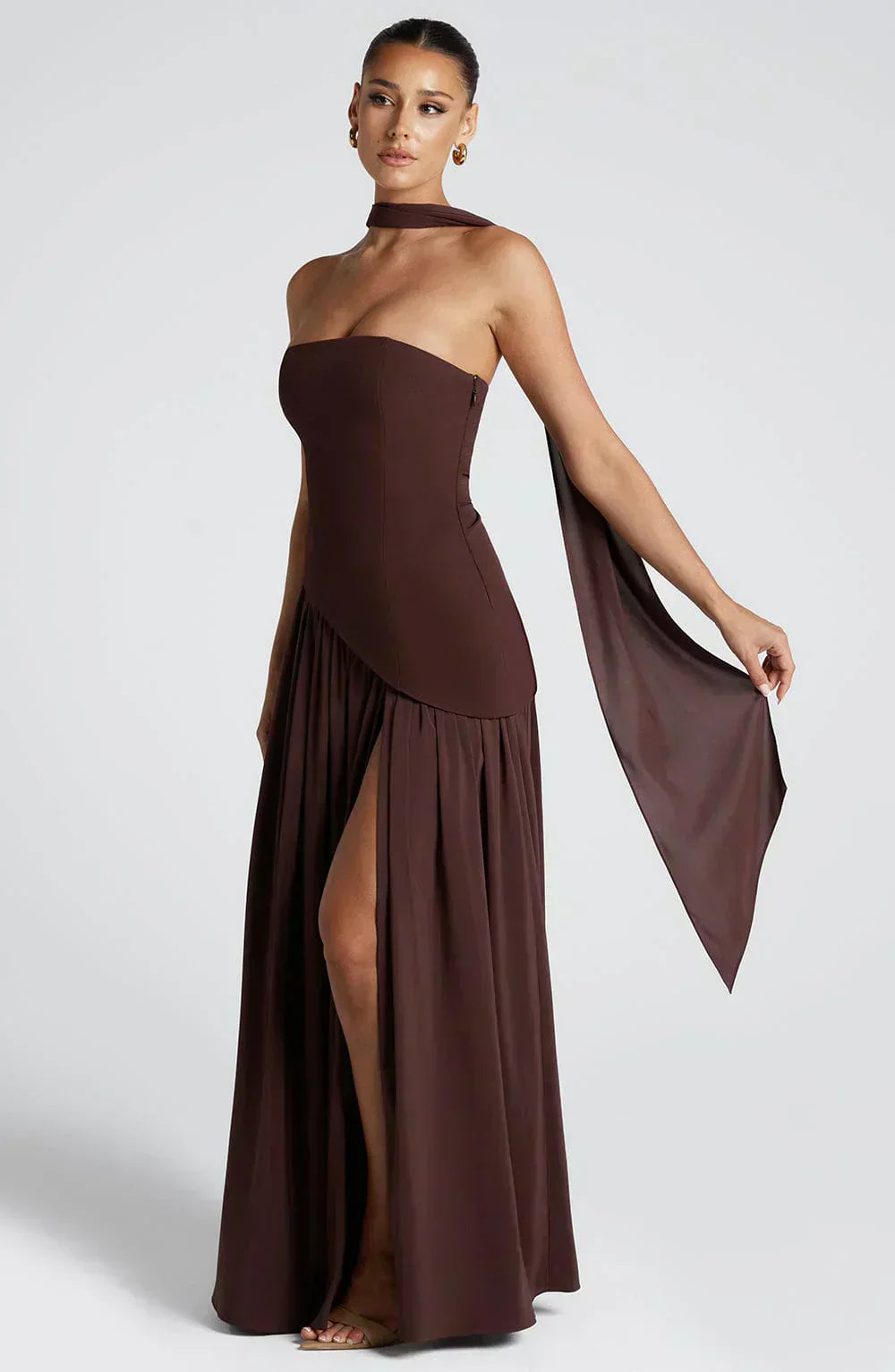 Aurora | Women Wedding Guest Asymmetric Maxi Dress in Soft Yellow