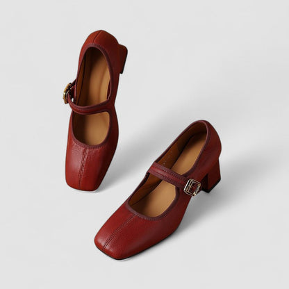 Calista | Black Leather Orthopedic Mary Jane Shoes