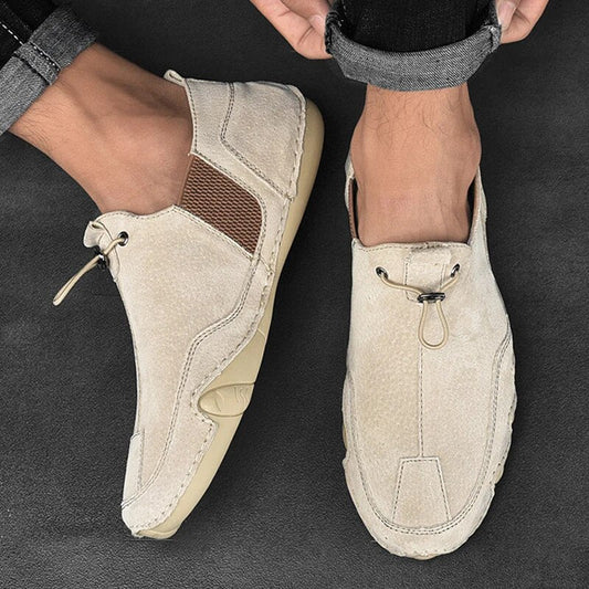 Beckett | Men's Suede Slip-On Loafers in Cream