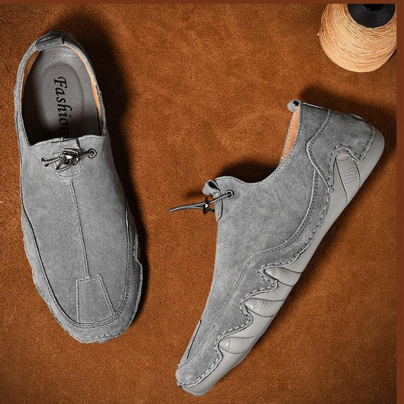 Beckett | Men's Suede Slip-On Loafers in Cream