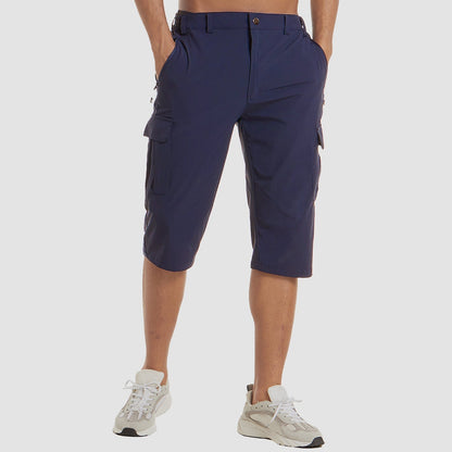 Sutton | Men's Cargo Pocket Casual Knee Length Shorts in Dark Navy