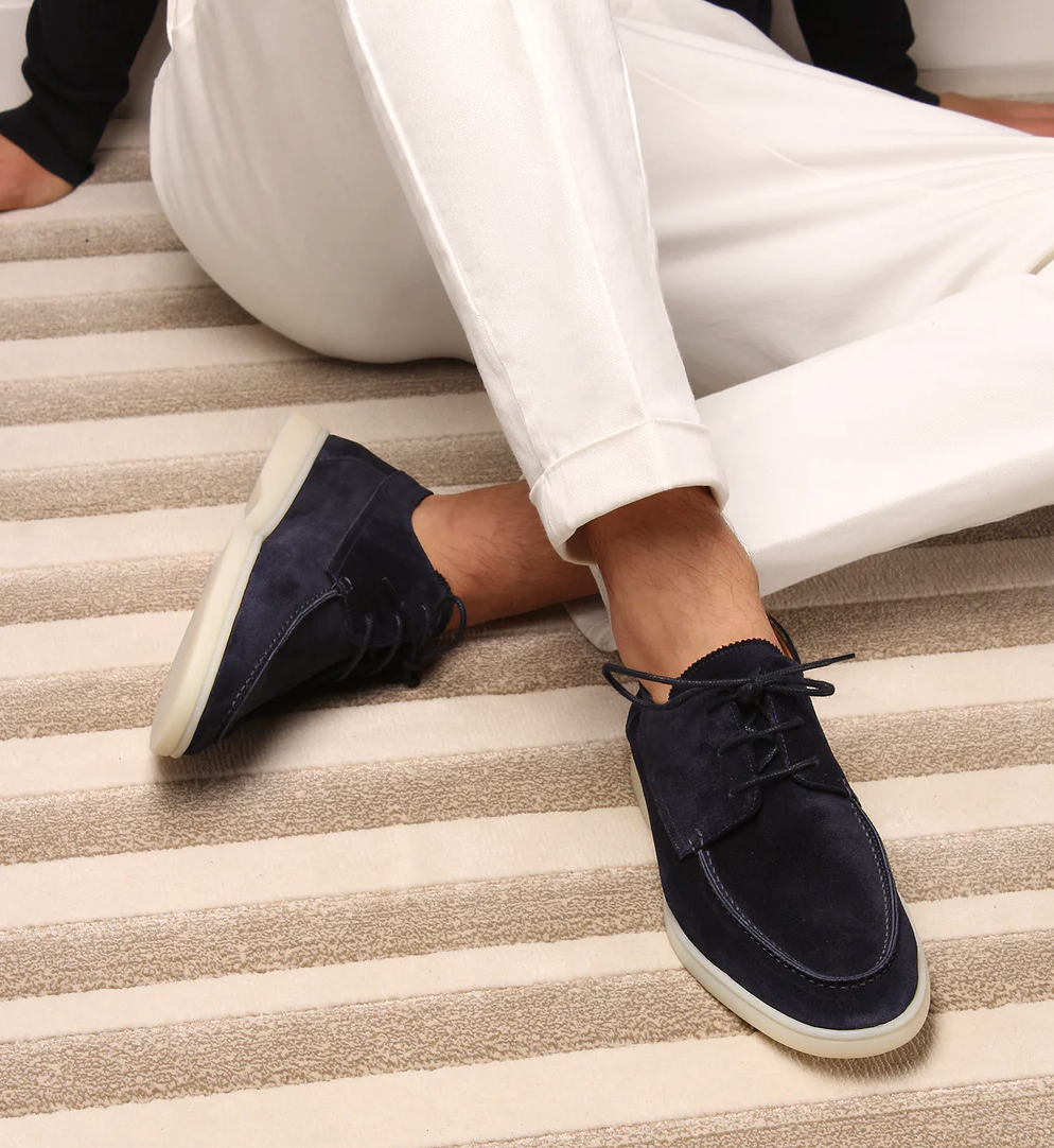 Beckett | Men's Lace Up Suede Casual Walking Shoes in Navy