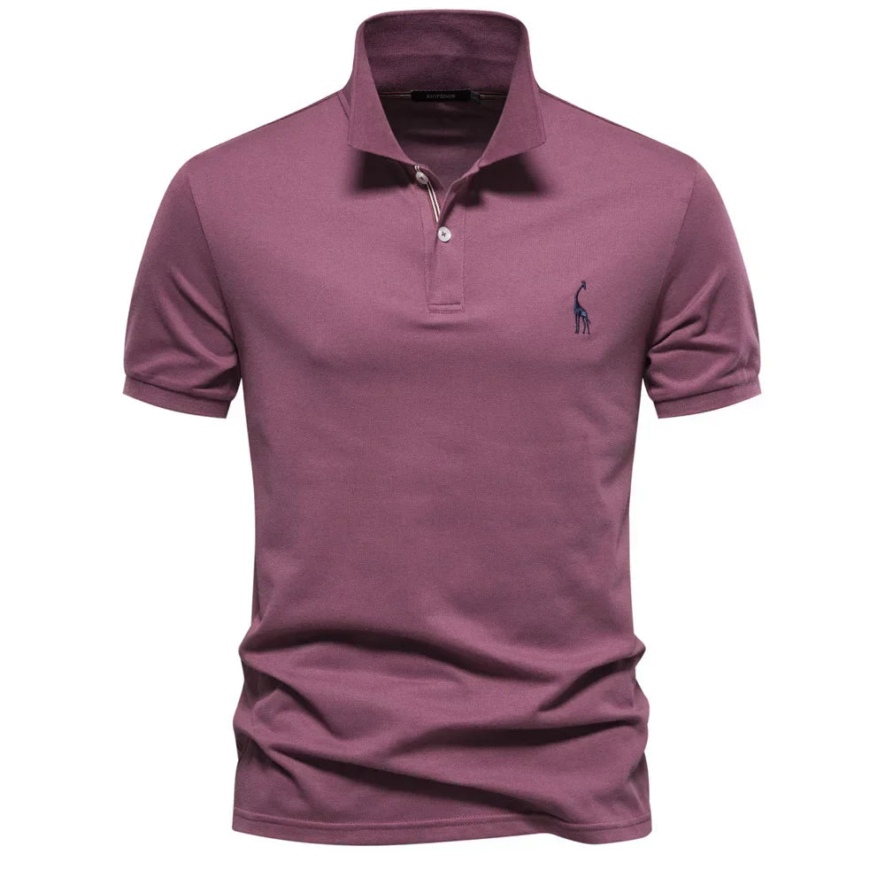 Beckett | Men's Short Sleeve Button Polo Shirt in Mauve
