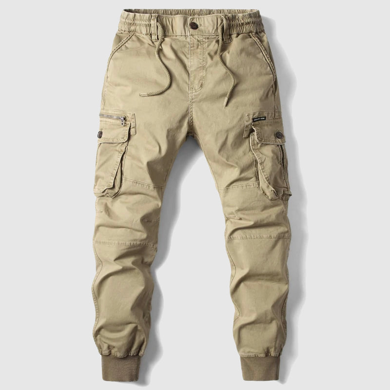 Kaius | Men's Slim Fit Light Grey Cargo Pocket Casual Pants
