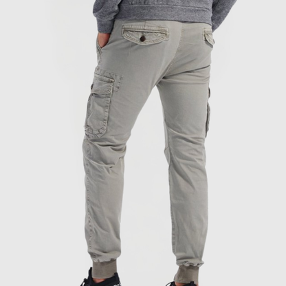 Kaius | Men's Slim Fit Light Grey Cargo Pocket Casual Pants