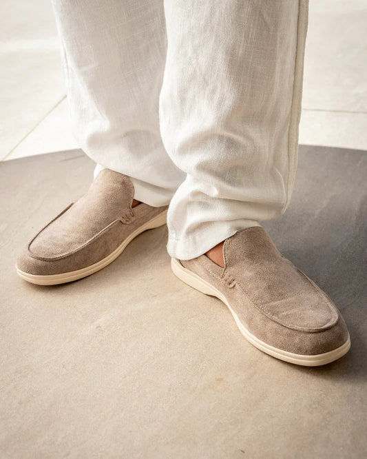 Asher | Men's Casual Slip On Comfort Loafer in Suede Beige