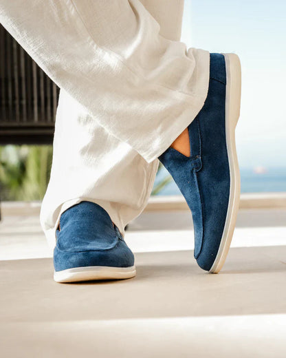 Asher | Men's Casual Slip On Comfort Loafer in Suede Beige
