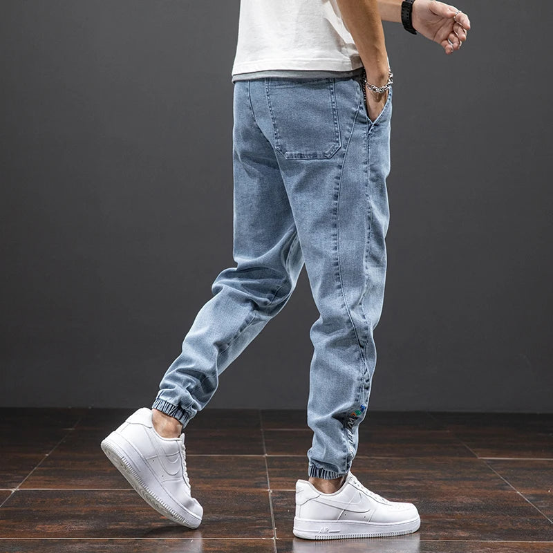Kai | Light Wash Men's Drawstring Jogger Fit Casual Jeans Pants