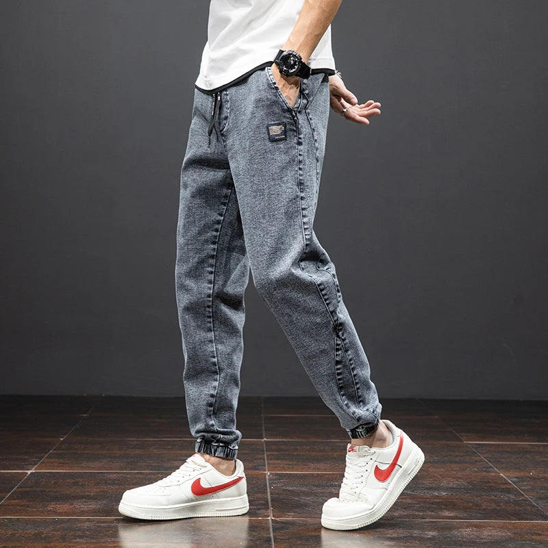 Kai | Light Wash Men's Drawstring Jogger Fit Casual Jeans Pants
