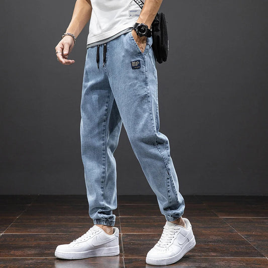 Kai | Light Wash Men's Drawstring Jogger Fit Casual Jeans Pants